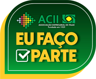 Selo ACII - Eu Faço Parte - Associação Empresarial de Itajaí, fundada em 1929